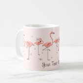 Flamants roses Tasse "Texte" de ligne rose (Devant gauche)
