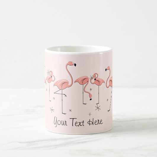 Flamants roses Tasse "Texte" de ligne rose (Centre)