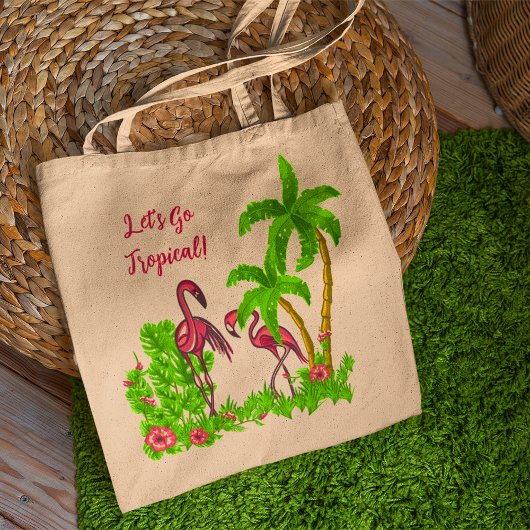 Flamants roses tropicaux et Sac fourre-tout de fle