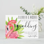 Flamants roses tropicaux Faire-part de mariage mod (Debout devant)