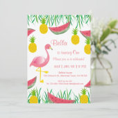 Flamants roses tropicaux Invitations d'anniversair (Debout devant)