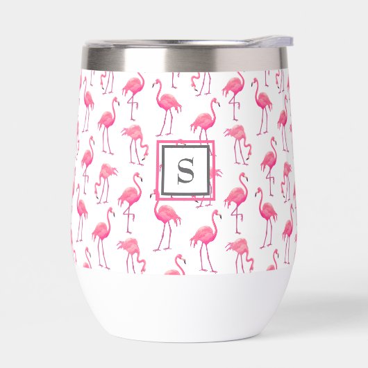 Flamants Roses Tropicaux Monogramme Initiale (Gauche)