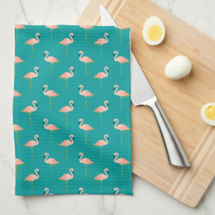 Flamants roses tropicaux roses sur serviette de cu