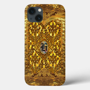 Flambeau Elegant Damask Monogram iPhone 13 Hoesje