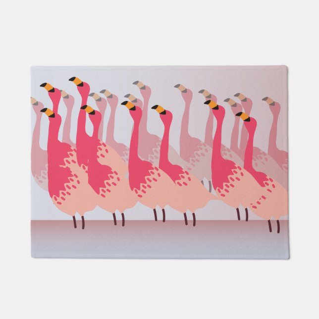 Flamboyance van Flamingos Coral Pink Light Blue Deurmat (Voorkant)