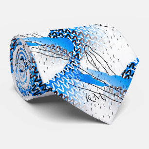 Flamboyant Baby Blauw Speelse Geometrische Monogra Stropdas