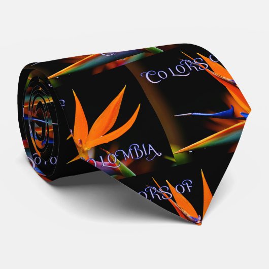 Flamboyant Bird of Paradise Flower Stropdas (Opgerold)