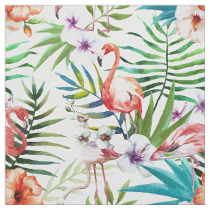 Flamboyant Flamingo Tropical natuur tuinpatroon Stof