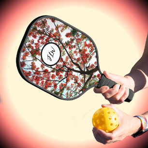Flamboyant Royal Poinciana Tree met Initialen Pickleball Paddle