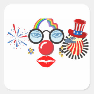 flamboyante clown vierkante sticker