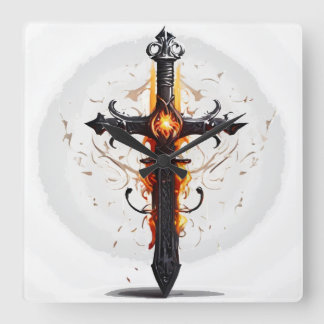 #Flame #Cross Kunst: #Inspiring Design Vierkante Klok