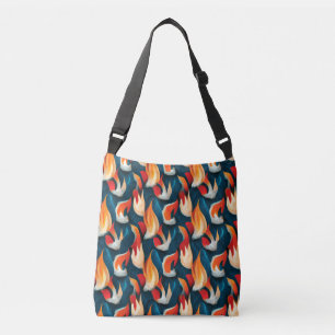 Flame Fabric Rood en blauw herhalingspatroon Crossbody Tas