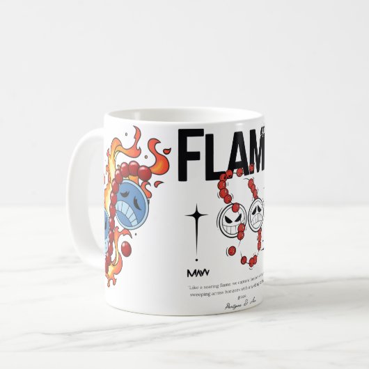 🔥Flame Fist Warrior Mug – Fire Anime Coffee Cup🔥 (Devant gauche)