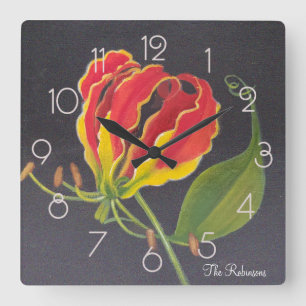 Flame Lily Vierkante Klok