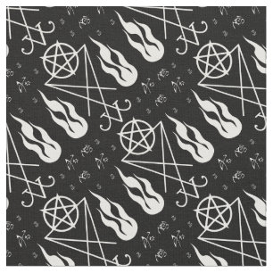 Flame Lucifer Sigil Pentagrams Occult Gothic Fabri Stof