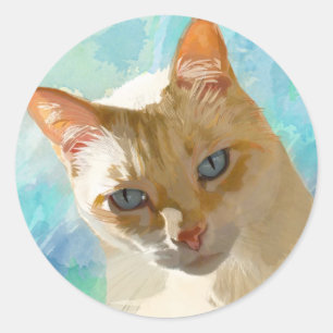 Flame Point Siamese kat Wenskaarten Ronde Sticker