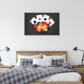Flame Poker Casino Black Canvas Afdruk (Insitu (Slaapkamer))