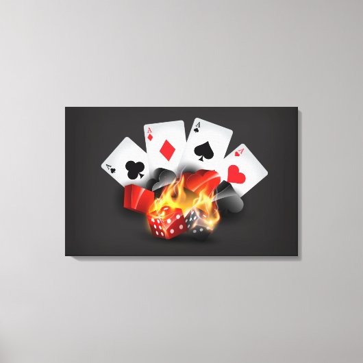 Flame Poker Casino Black Canvas Afdruk (Voorkant)