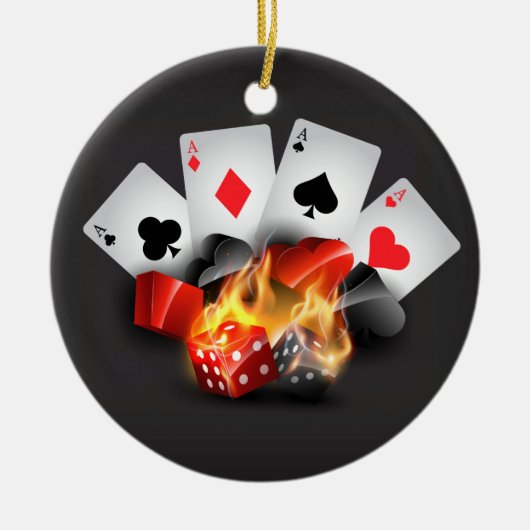 Flame Poker Casino Black Keramisch Ornament (Voorkant)