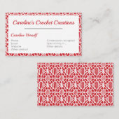 Flame Scarlett met White Crochet Lace Pattern Visitekaartje (Voorkant / Achterkant)