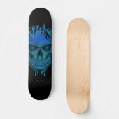 Flame Skull - Blauw Skateboard (Voorkant)