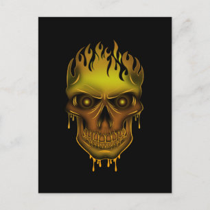 Flame Skull - Gold Briefkaart