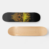 Flame Skull - Gold Skateboard (Horizontaal)