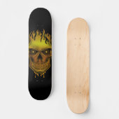 Flame Skull - Gold Skateboard (Voorkant)