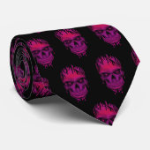 Flame Skull - Hot Pink Stropdas (Opgerold)