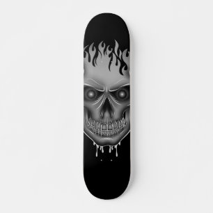 Flame Skull - Zilver Skateboard