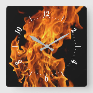 Flame Square Wall klok