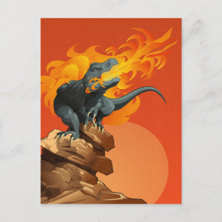 Flame Throwing Dinosaur Art van Michael Grills Briefkaart