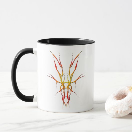 Flame Tribal Deer Skull Hunting Design Mok (Met donut)