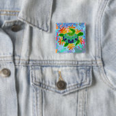 Flame Turtle Vierkante Button 5,1 Cm (In situ)
