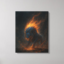 Flameborn Lion | Epic Fire Fantasy Animal Art Canvas Afdruk