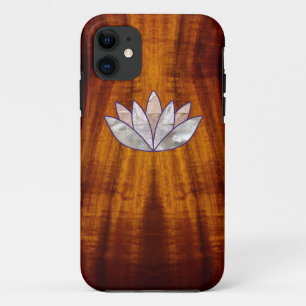 Flamed Koa Wood met Lotus Blossom iPhone 11 Hoesje