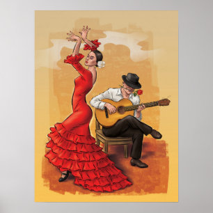 Flamenco Dance – Illustrated Art Poster (Geen teks