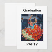 Flamenco Dancer Graduation Party Invitation Kaart (Voorkant / Achterkant)