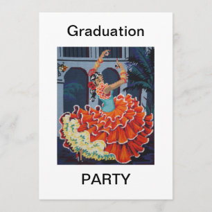 Flamenco Dancer Graduation Party Invitation Kaart