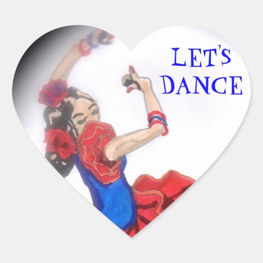 Flamenco Dancer Hart Sticker (Voorkant)
