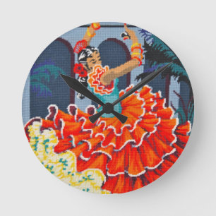 Flamenco Dancer in Color Wall Clock Ronde Klok