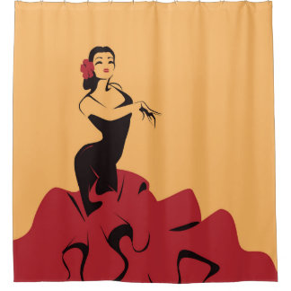 flamenco dancer in een spectaculair podium douchegordijn