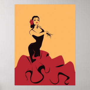 flamenco dancer in een spectaculair podium poster