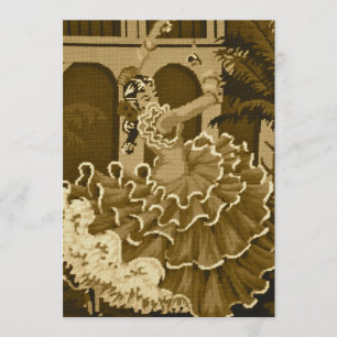 Flamenco Dancer in Sepia Invitation Kaart