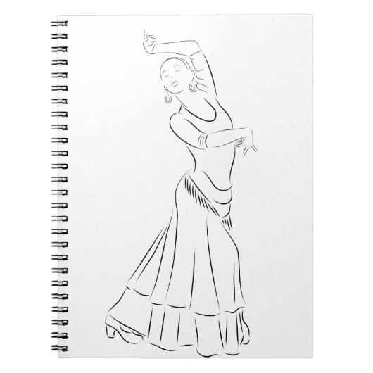 Flamenco Dancer Line Art Notitieboek (Voorkant)
