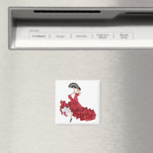 Flamenco Dancer Magnet in Red Dress Magneet (Insitu (Vaatwasser))