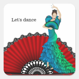 Flamenco danser vierkante sticker