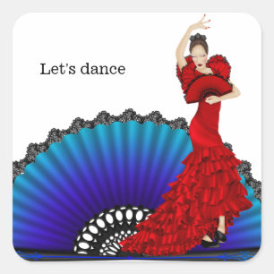 Flamenco danser vierkante sticker