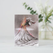 Flamenco danserende vulcano surrealistische potloo briefkaart (Staand voorkant)
