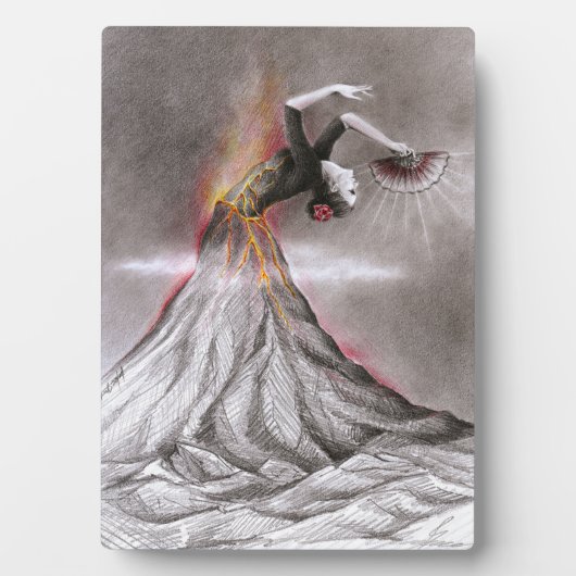 Flamenco danserende vulcano surrealistische potloo fotoplaat (voorkant)